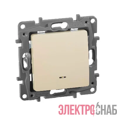 Переключатель 1-кл. СП Etika Plus 10А IP20 250В 10AX с подсветкой безвинтов. зажимы механизм сл. кость IEK 672315