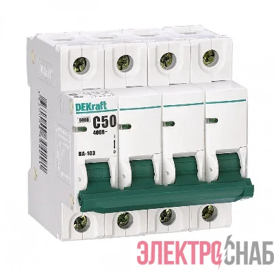 Выключатель автоматический модульный 4п C 10А 6кА ВА-103 DEKraft 12104DEK