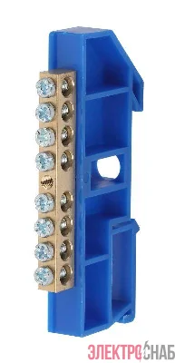 Шина N "ноль" на DIN-изол. ШНИ-6х9-8-Д NO-222-45 син. ЭРА Б0033426