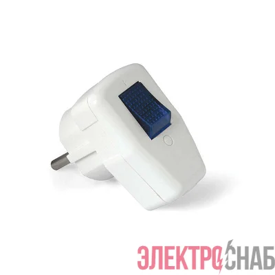 Вилка электрическая 16А 250В с выкл. с заземл. бел. UNIVersal 0056