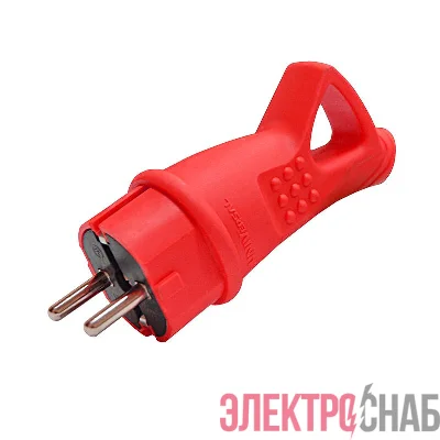 Вилка электрическая 1ф 16А 250В IP44 с заземл. с ушком каучук красн. (еврослот) UNIVersal 3071
