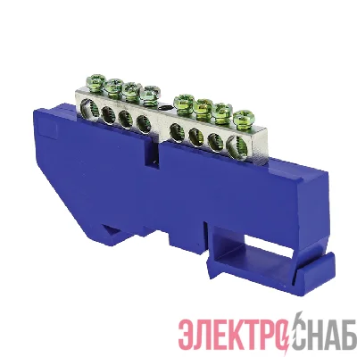 Шина нулевая N 6х9 8 отверст. цинк син. изолятор на DIN-рейку PROxima EKF sn1-63-08-d