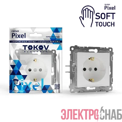 Розетка 1-м СП Pixel 16А IP20 с заземл. защ. шторки механизм айс TOKOV ELECTRIC TKE-PX-R1ZSF-C34