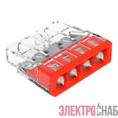 Клемма 4-х проводная 4х(0.5-2.5мм) для распред. коробки (с контактн. пастой "Alu-Plus") (уп.100шт) WAGO 2273-244