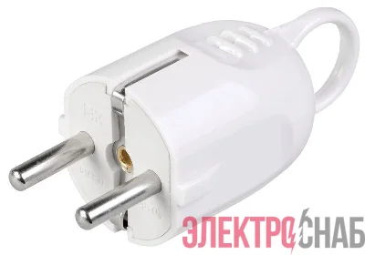 Вилка угловая ВПу12-01-Ст разборная с заземл. с кольцом 16А бел. IEK EVP12-16-01-K01