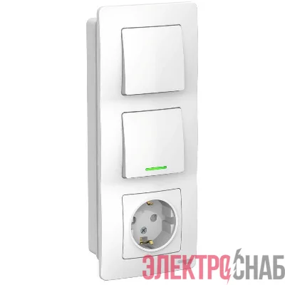 Блок СП Blanca (розетка с заземл. защ. шторки 16А 250В + 1-кл. выкл. с подсветкой + 1-кл. выкл.) бел. SE BLNBS101111