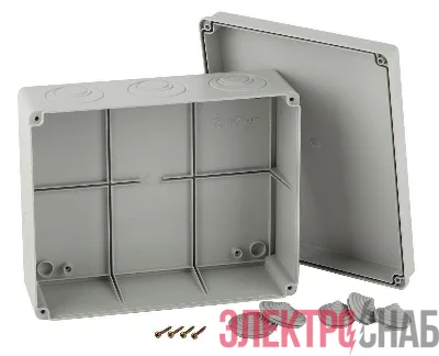 Коробка распаячная ОП КОРv 240х195х90мм на винтах кабельные вводы d28-3 шт. d37-2 шт. IP55 Эра Б0047267