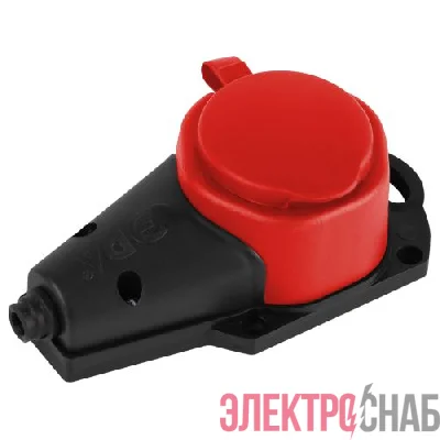 Колодка 1-м с заземл. 16A IP44 KX-1e-RED-IP44 каучук. красн. Эра Б0068412