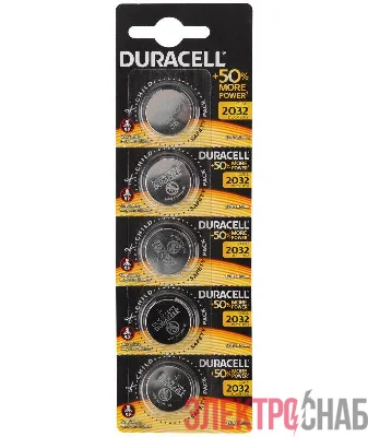 Элемент питания CR2032 5х1 (блист.20шт) Duracell Б0035495