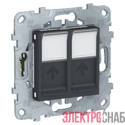 Розетка компьютерная 2-м Unica New RJ45 кат.5E UTP механизм антрацит SchE NU542054