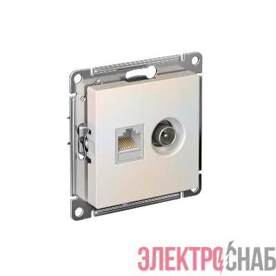 Розетка компьютерная + телевизионная 2-м СП AtlasDesign RJ45 кат.5E + TV механизм жемчуж. SE ATN000489