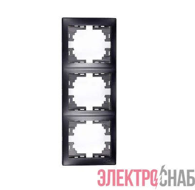 Рамка 3-м Mira вертикал. без вставки черн. бархат LEZARD 701-4200-153