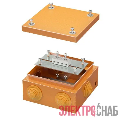 Коробка ответвительная FS 150х150х80мм 4р 450В 6А 4кв.мм с каб. вводами и клеммн. IP55 сталь. DKC FSB31404