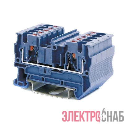 Клемма проходная зажим push-in 2 точки подключения 4кв.мм син. DKC VPR-4-BU