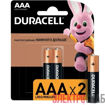 Элемент питания алкалиновый LR MN 2400/LR03 Basic BP-2 (блист.2шт) Duracell Б0014052/Б0026812