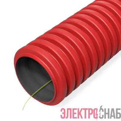 Труба гофрированная двустенная ПНД гибкая d32мм с протяжкой SN8 450 красн. (уп.50м) Промрукав PR15.0251
