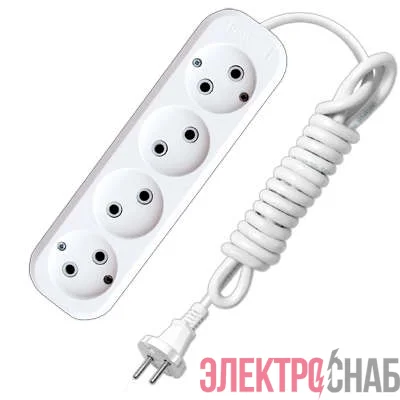 Удлинитель 4х2м без заземл. 10А IP20 Е-204 ПВС 2х0.75 АБС-пластик UNIVersal 9634266