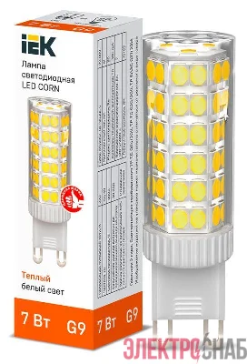 Лампа светодиодная CORN 7Вт капсула 3000К G9 230В керамика IEK LLE-CORN-7-230-30-G9