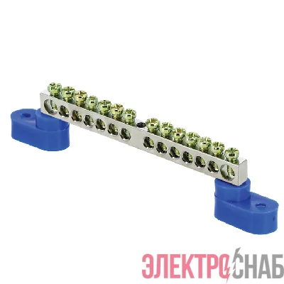 Шина нулевая N 6х9 14 отверст. цинк 2 син. угловых изолятора PROxima EKF sn1-63-14-2