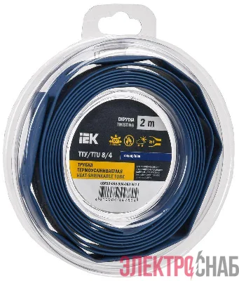 Трубка термоусадочная ТТУ нг-LS 8/4 син. (уп.2м) IEK UDR12-008-004-002-K07-T