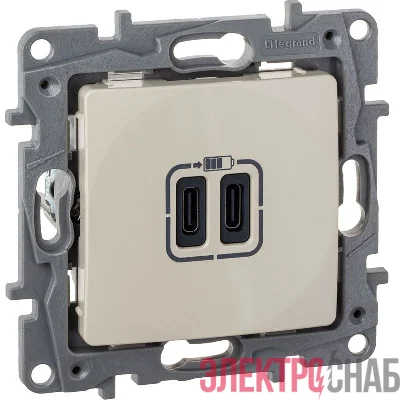 Устройство зарядное Etika с 2-мя USB разъемами C и C 240В/5В 3000мА сл. кость IEK 672335