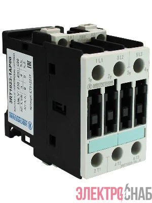 Контактор электромагнитный 3RT1023-1AP00 3-пол. 9А AC-3 4кВт/400В 230В AC 50Гц типоразмер S0 винт. клеммы IP20 Электротехник ET012217