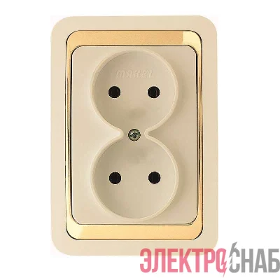 Розетка 2-м СП Mimoza 10А IP20 без заземл. крем./зол. Makel 12617