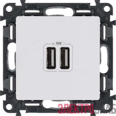 Розетка USB 2-м Valena Life 240В/5В 2400мА с лицев. панелью механизм бел. Leg 753412