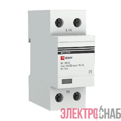 Устройство защиты от импульсных перенапряжений УЗИП Тип 1 Iimp 25кА (10/350мкс) 1P EKF spd-t1-25-1p