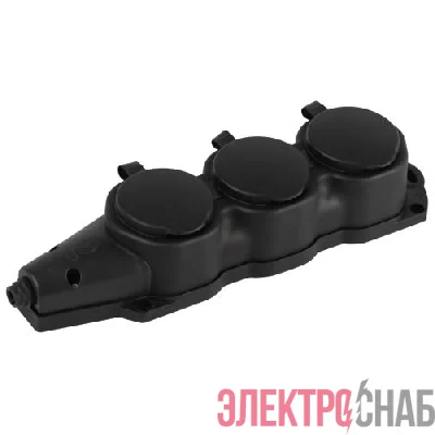 Колодка 3-м с заземл. 16A IP44 KX-3e-B-IP44 каучук. черн. Эра Б0068453