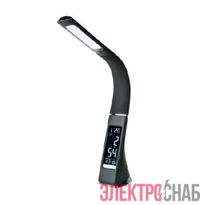 Светильник светодиодный TLD-542 Black/300лм/5000К/Dimmer настол. часы календ. терм. черн. 5Вт Uniel UL-00001816