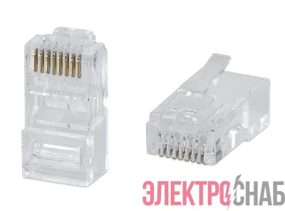 Коннектор RJ45 8P8C-C6 под витую пару кат.6 универс. (для ож и мж кабеля) для проводников s=1.05мм по изоляции Cabeus 7244c