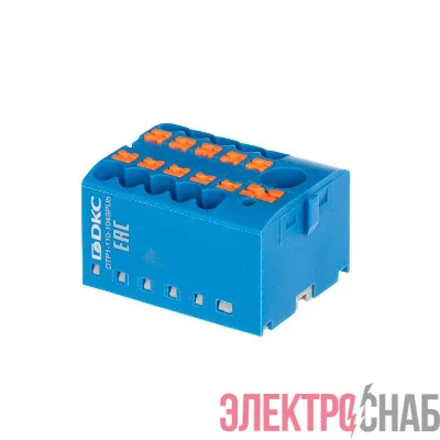 Блок распределительный зажим push-in 1 ввод 6кв.мм 10 точек подключения 25кв.мм син. DKC DTP1-110-104SPUB