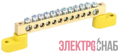 Шина PE "земля" ШНИ-8х12-12-У2-Ж на двух угловых изоляторах IEK YNN10-812-12C2-K05