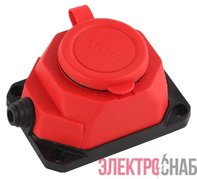 Колодка удлинителя 1-м с заземл. 16А IP44 K-1e-RED-IP44 каучук красн. Эра Б0044550