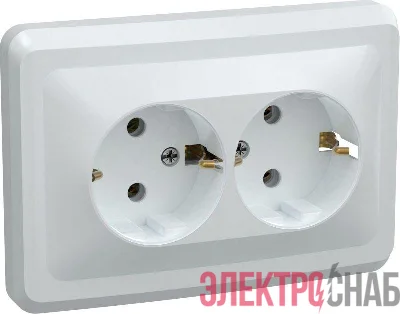 Розетка 2-м СП Вега РС12-3-ВБ с заземл. контактом без защ. шторок 16А бел. GENERICA ERV21-K01-16-DM