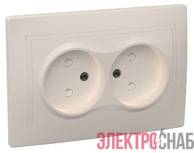 Розетка 2-м СП Кварта РСш12-2-ККм 10А IP20 без заземл. защ. шторки крем. GENERICA ERK20-K33-10-DM