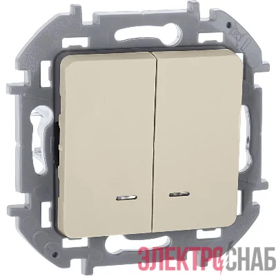 Выключатель 2-кл. Inspiria 10А IP20 250В 10AX с подсветкой/индикацией механизм сл. кость IEK 673631