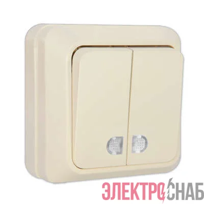 Выключатель 2-кл. ОП Олимп 10А IP20 с подсветкой сл. кость UNIVersal Б-О0123