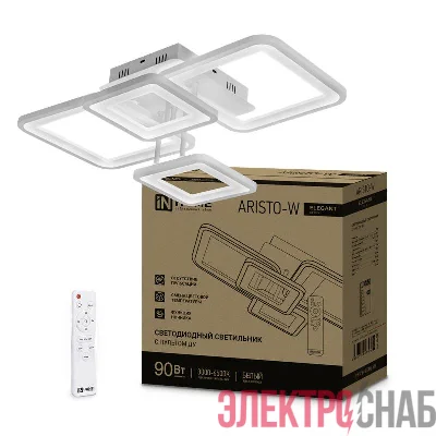 Светильник светодиодный ELEGANT ARISTO-W 90Вт 230В 3000-6500К 7000лм 535х370х151мм пульт ДУ бел. IN HOME 4690612047300