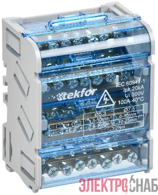 Шины на DIN-рейку (кросс-модуль) ШНК 4х7 3L+PEN TEKFOR IEK TF-DN10-4-07-100