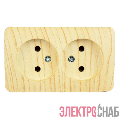 Розетка 2-м ОП VIOLA без заземл. беленый дуб LEZARD 751-5200-128