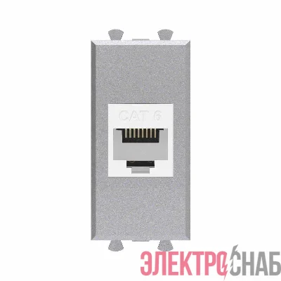 Розетка компьютерная 1мод. Avanti "Закаленная сталь" RJ45 кат.6 без шторок модульная механизм DKC 4404691