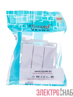 Выключатель 3-кл. СП Vesna механизм бел. LEZARD 742-0288-109