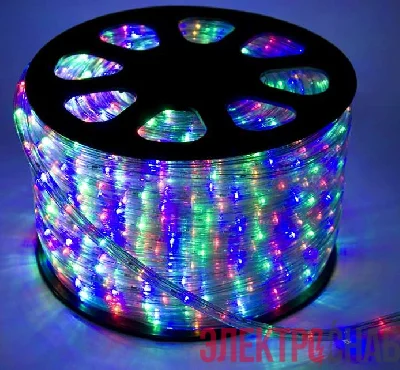 Шнур светодиодный Дюралайт 2W 1.8Вт/м IP65 220В d13мм постоянное свечение мультиколор (уп.100м) КОСМОС KOC-DL-2W13-RGB