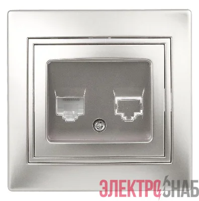Розетка СП Plano 1-303-03 информационная RJ45 IP20 алюм. Intro Б0030086