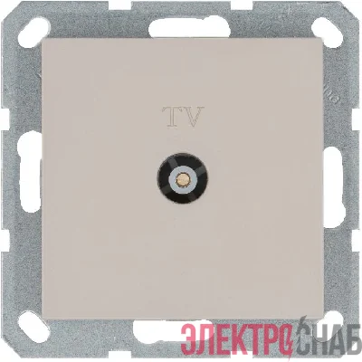 Розетка телевизионная проходная TV Ф9.5мм механизм тауп Jasmart G6002T