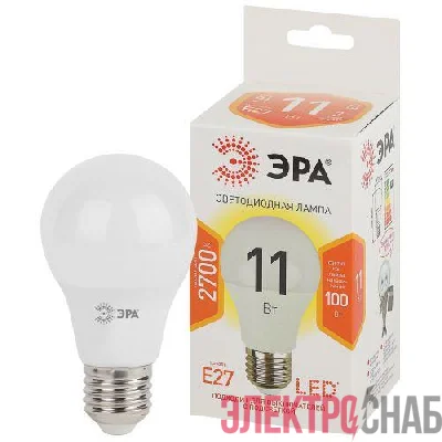 Лампа светодиодная A60-11w-827-E27 грушевидная 880лм Эра Б0030910