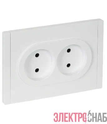 Розетка 2-м СП FORTE&PIANO FP225 10А без заземл. защ. шторки безвинт. крепл. бел. IEK FP-R23-10-1-K01