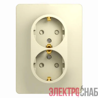 Розетка 2-м СП Glossa 16А IP20 с заземл. защ. шторки в сборе беж. SE GSL000226
